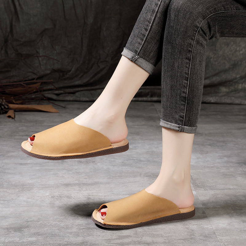 Women's Cowhide For Flat Outdoors Vintage Beef Tendon Sandals