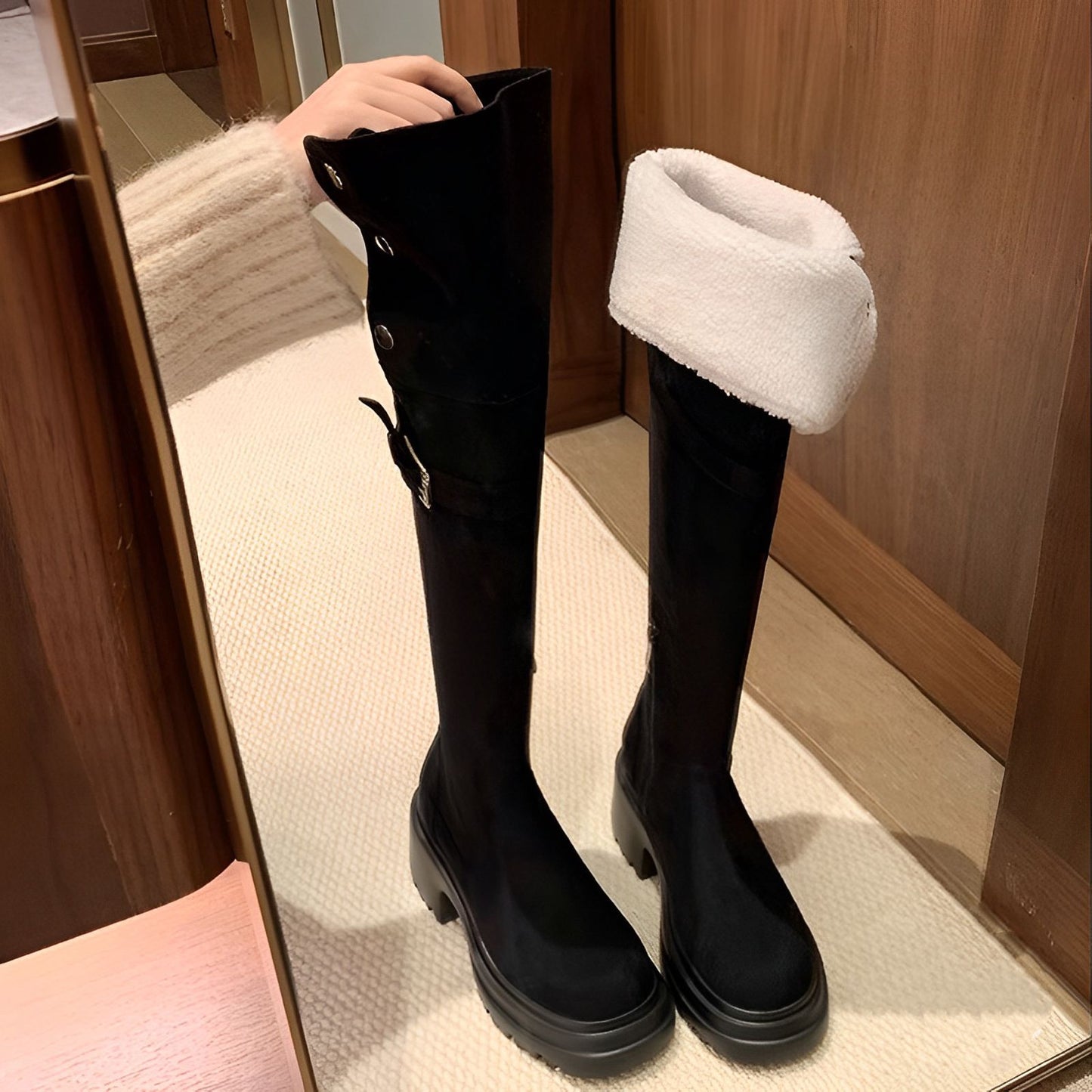 Women's Two-way Wear Over The Knee Winter Slimming Platform Knee-high Boots