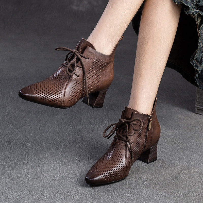 Women's Shu Chun Pointed Toe Small High Breathable Hollow Heels