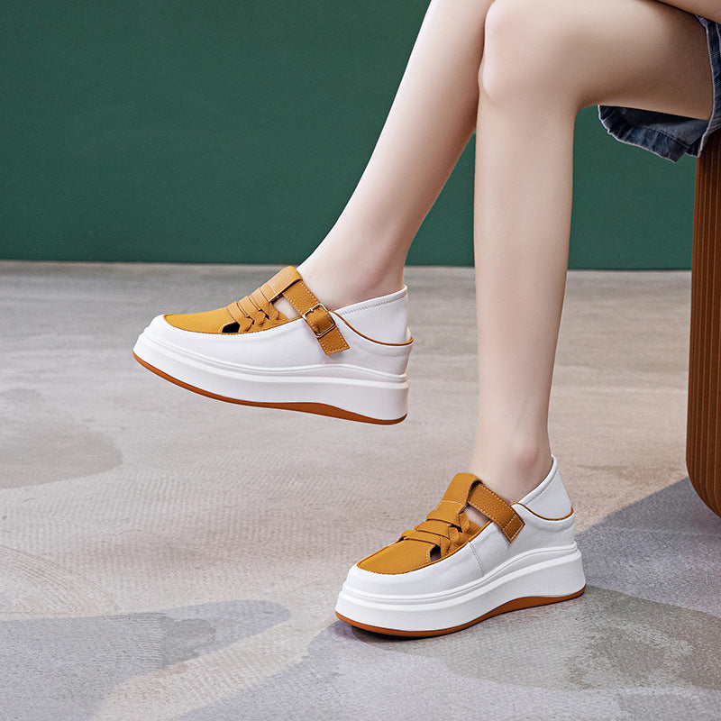 Women's Two-way White Height Increasing Insole Summer Half Board Sneakers