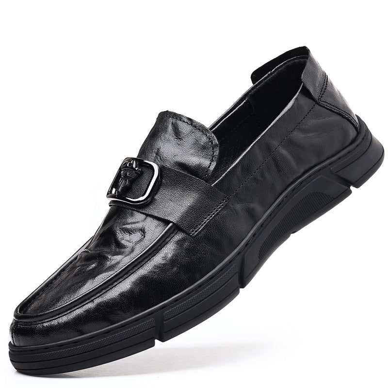 Men's Spring Sheepskin Genuine Breathable Pumps Leather Shoes