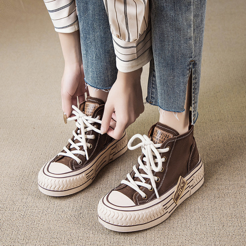 Women's Spring Genuine Platform Flat Comfortable Soft Bottom Casual Shoes