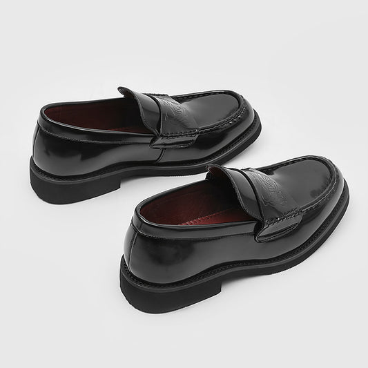 Women's & Men's Embossed Commuter Trendy Slip-on Retro British Leather Shoes