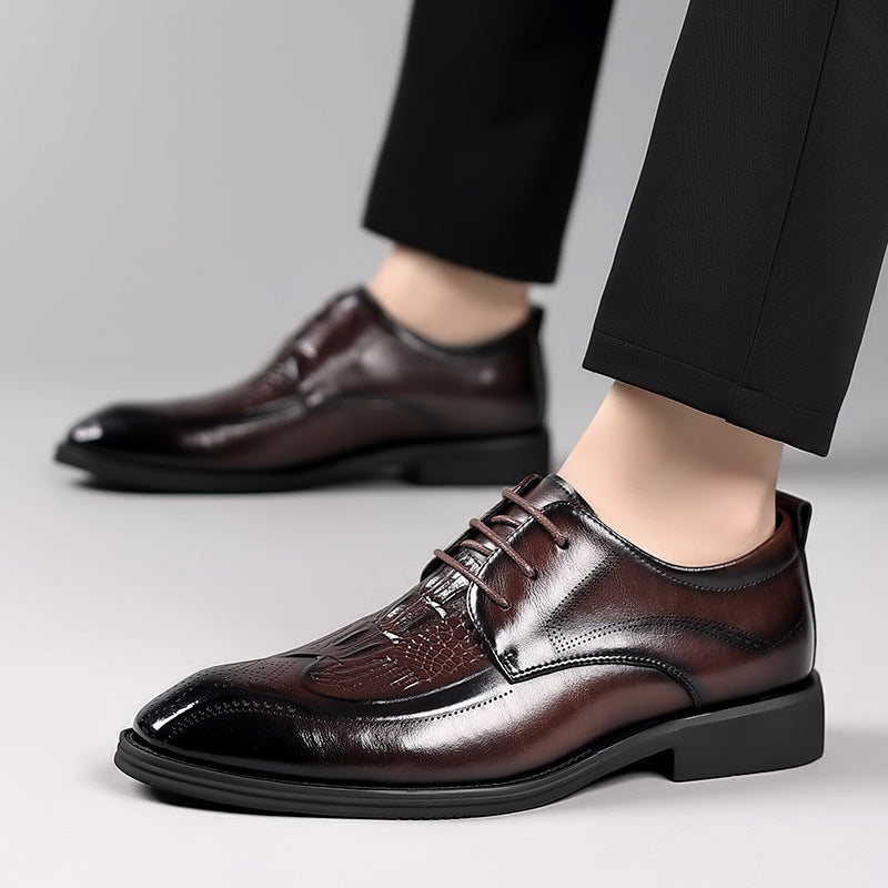 Men's Cowhide British Style Business Formal Wear Leather Shoes