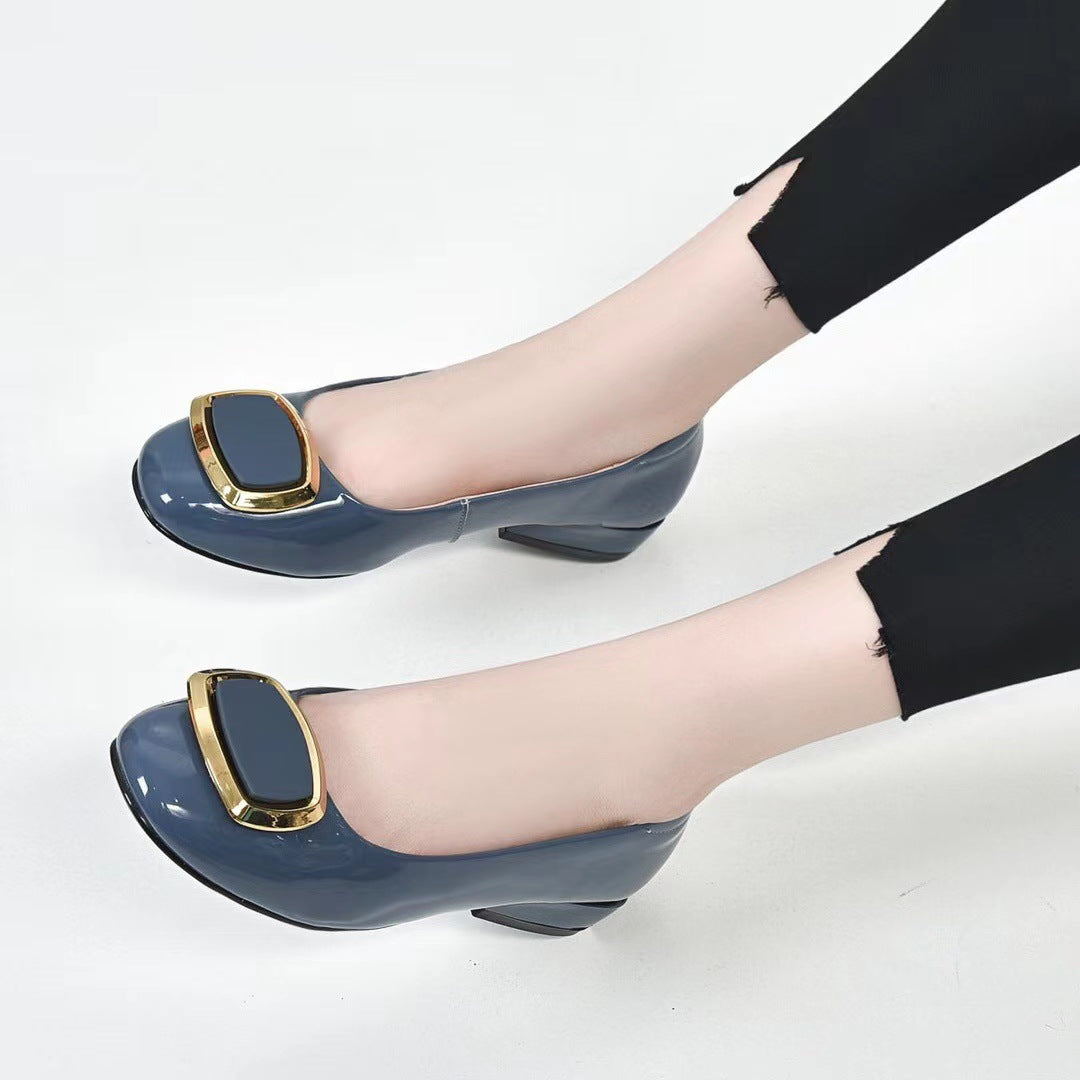 Women's Summer Patent Shallow Mouth Pointed Toe Casual Shoes