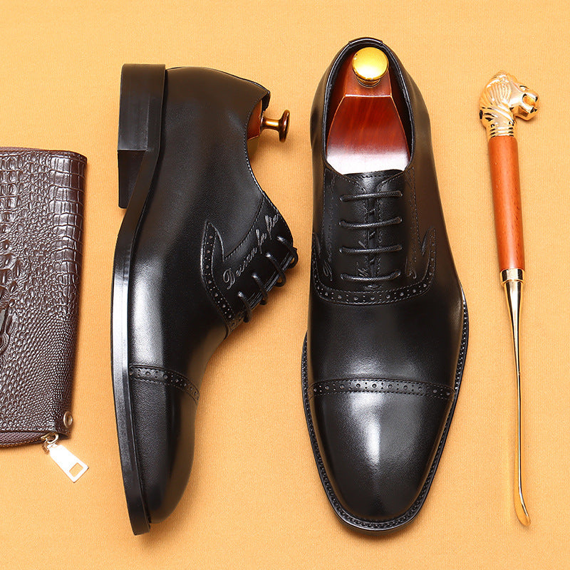 Men's Genuine Formal Business Oxford First Layer Leather Shoes