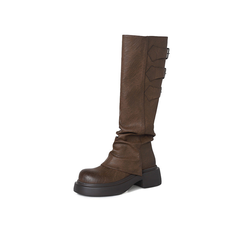 Women's Head Pants Pipe Pleated Below The Boots