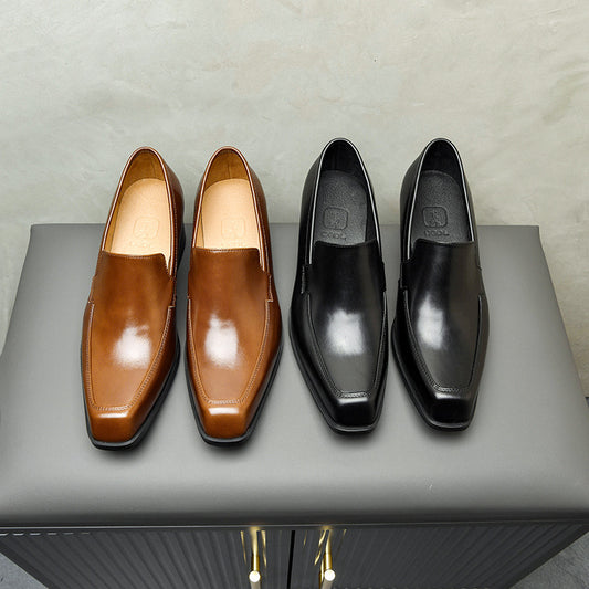Men's Square Toe Increased High Brown Black Men's Shoes