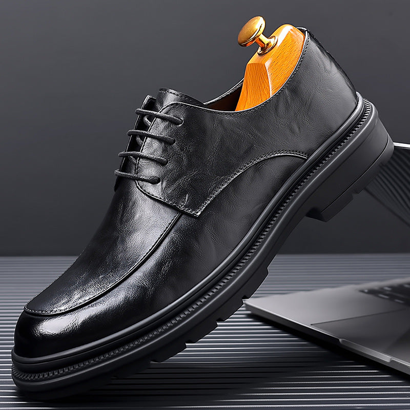 Men's Wear Big Toe Thick Bottom Genuine Leather Shoes