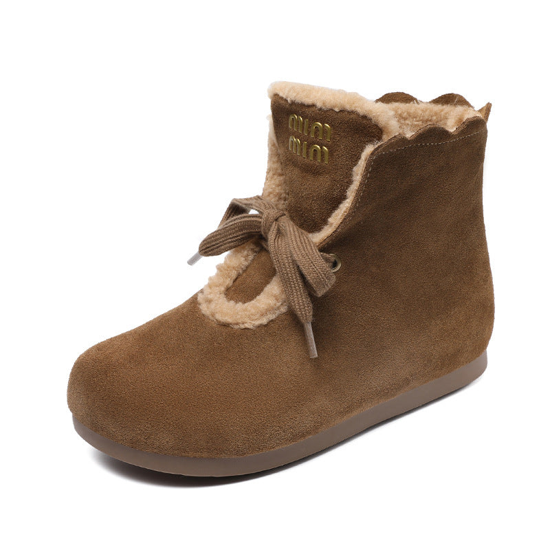 Women's Cotton Two Outer Wear Flat Bottom Snow Boots