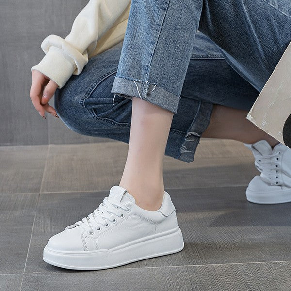 Women's Top Layer Cowhide Easy Wear Inner Sheepskin Women's Casual Shoes