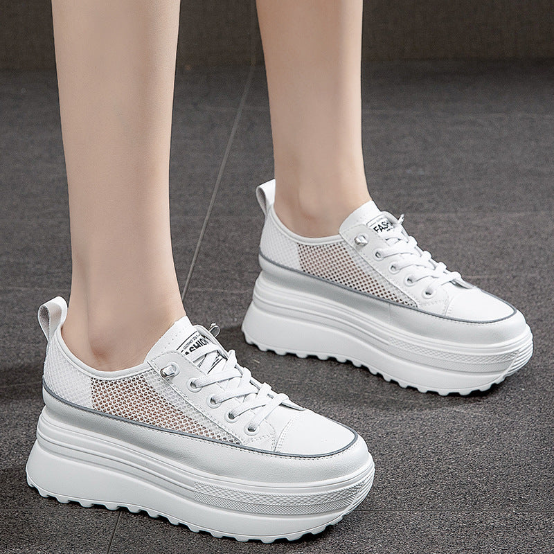 Women's Mesh White Summer Versatile Platform Height Women's Shoes