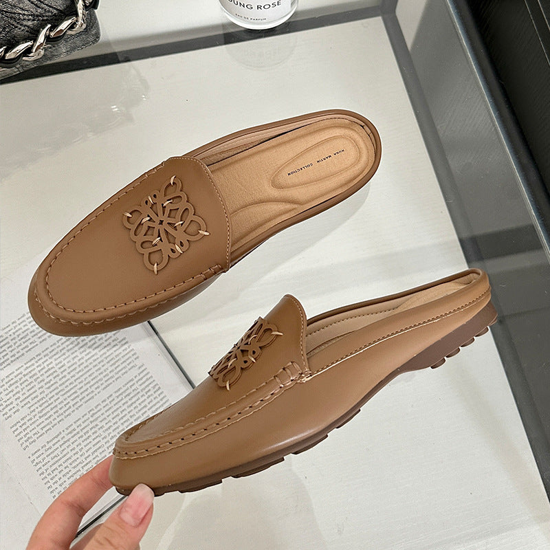 Women's Retro Toe Cap Flat Semi Soft Casual Shoes