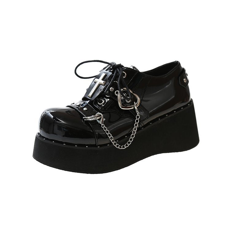Women's Small Height Increasing Mary Jane Retro British Loafers