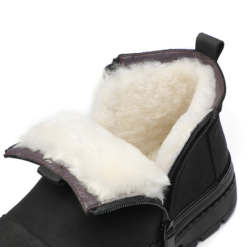 Men's Winter Genuine Cotton Fleece-lined Thick Wool Men's Shoes