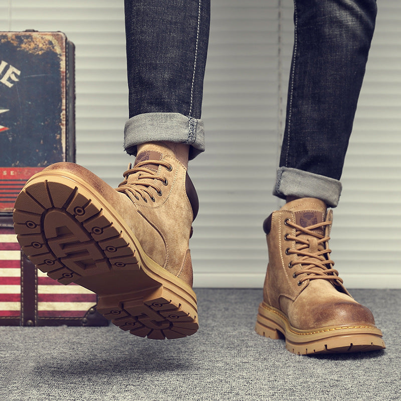 Men's Fleece-lined Warm Korean Style British Tooling Boots