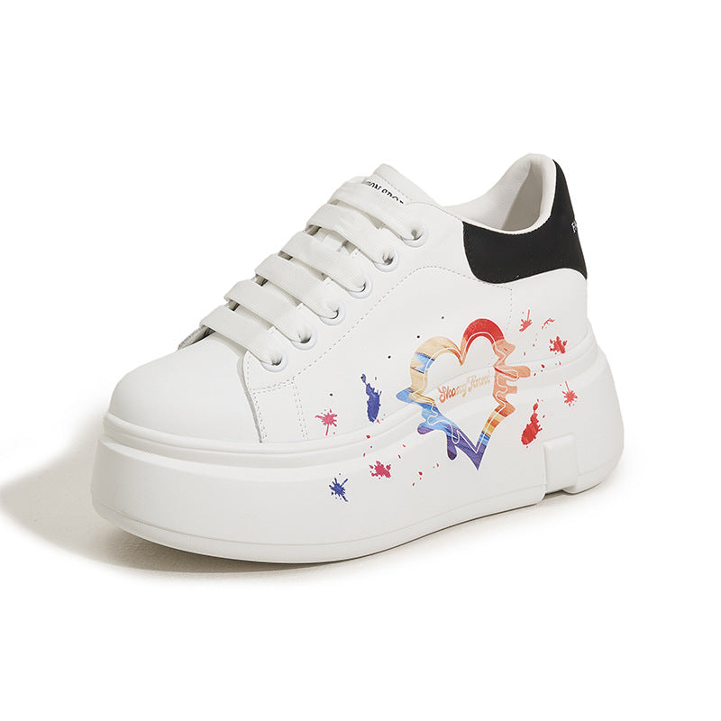 Women's Platform White Sports Leisure Height Increasing Casual Shoes