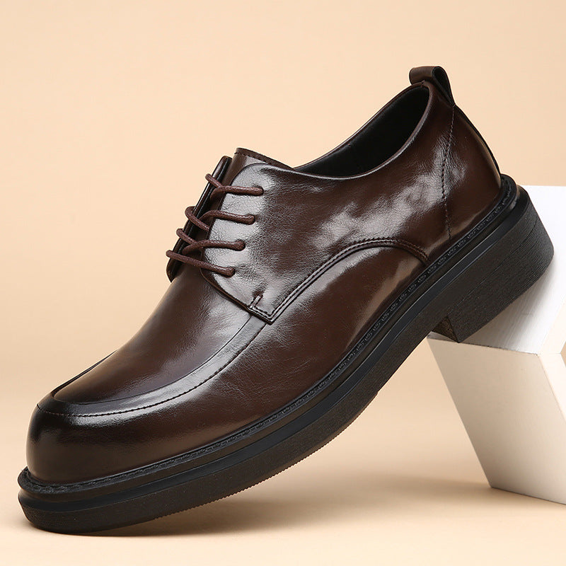 Men's Genuine Thick Bottom Breathable Soft Surface British Leather Shoes