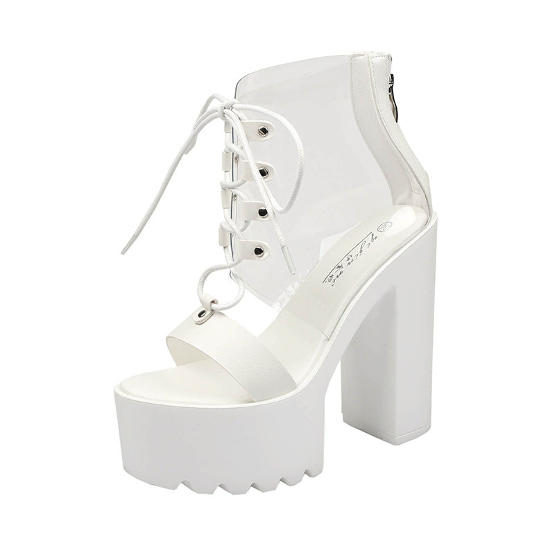 Women's Performance Transparent Super High Platform Waterproof Boots