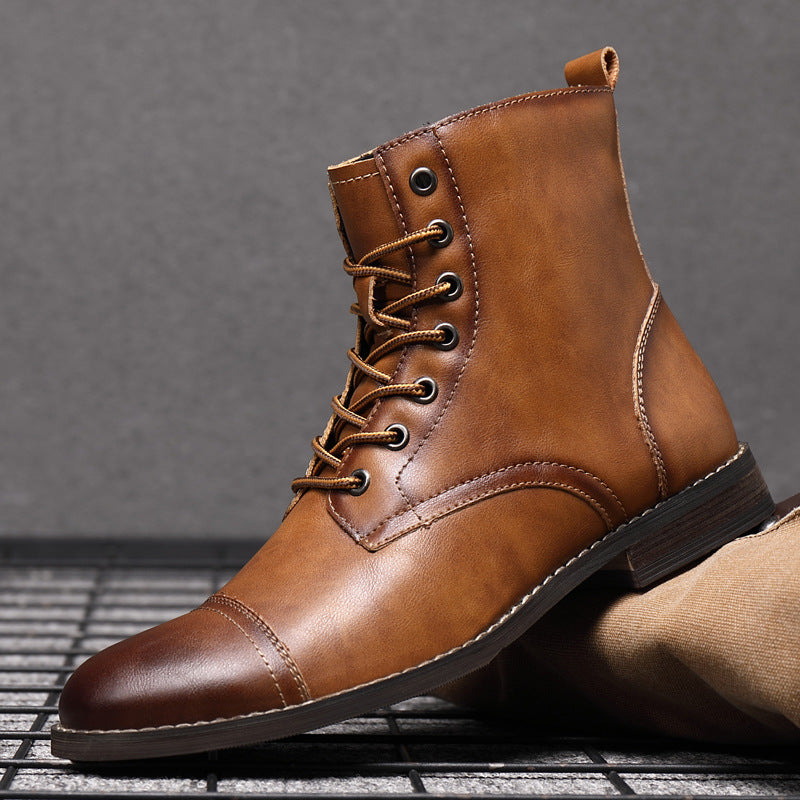 Men's Versatile Genuine Plus Size Martin Leather Shoes