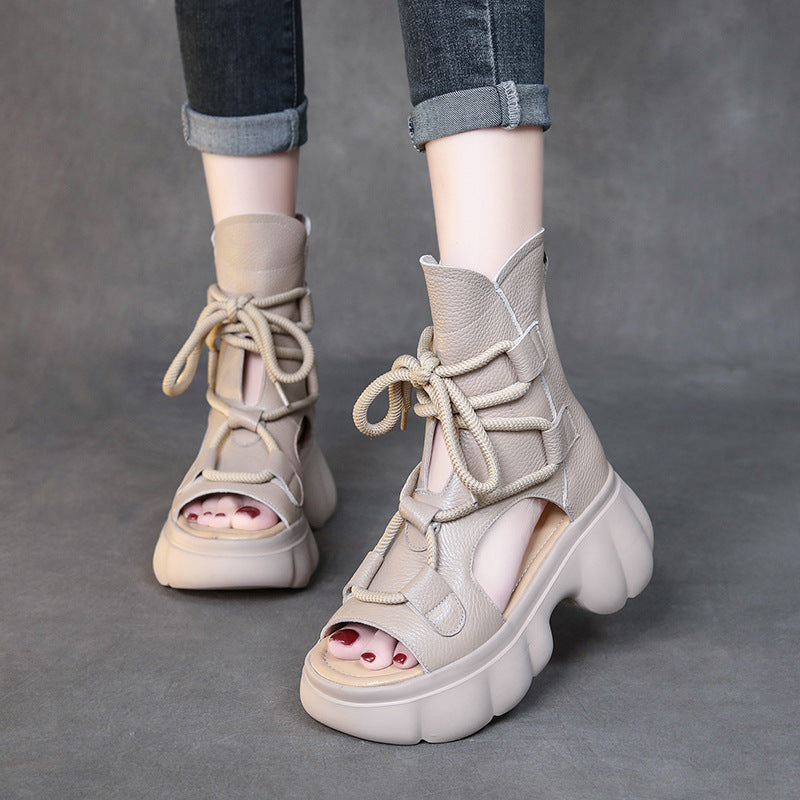 Women's Platform Roman Open Toe Peep Side Sandals