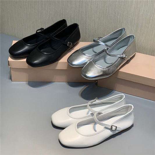 Women's Mary Jane Ballerina Flats Buckle Shallow Mouth Women's Shoes