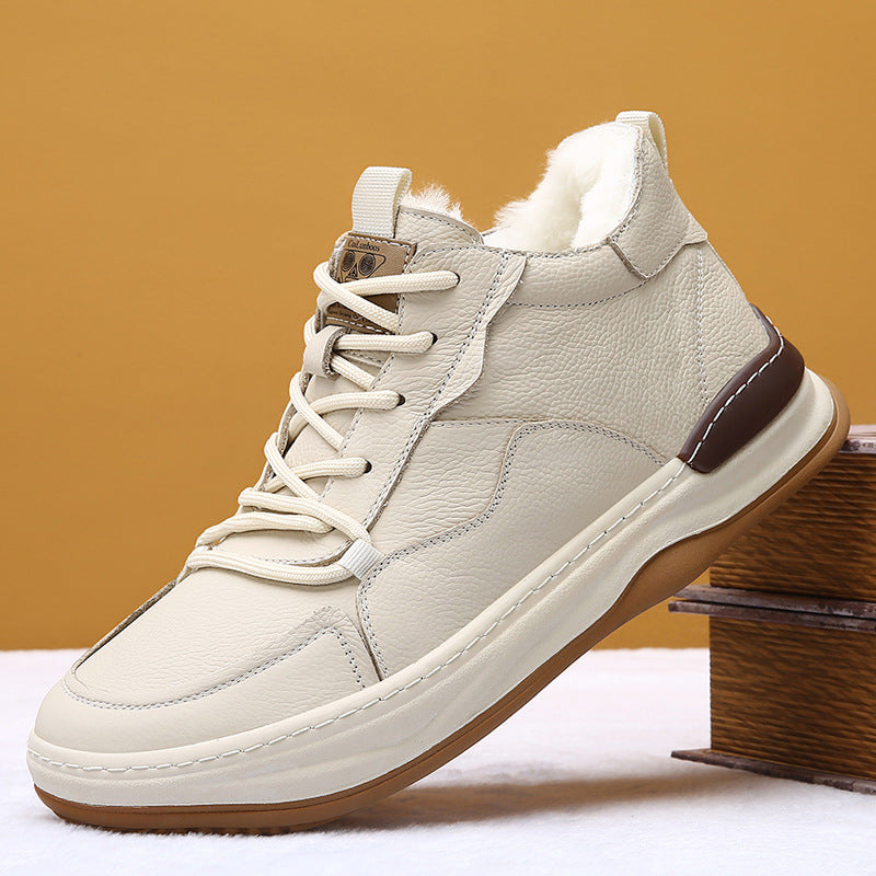 Men's Woolen Sheepskin Fur Integrated Rubber Cotton Men's Casual Leather Shoes
