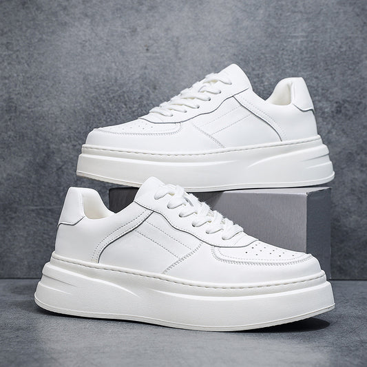 Men's Thick-soled Breathable Thin White Height Increasing Sneakers