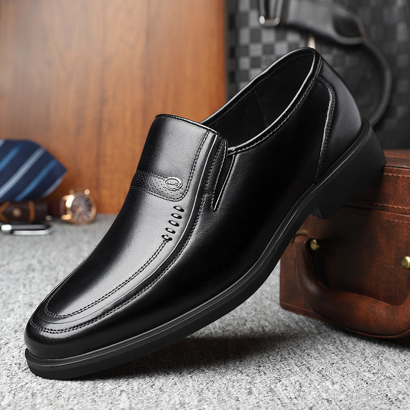 Men's Business Formal Wear Dad Cowhide Slip-on Leather Shoes