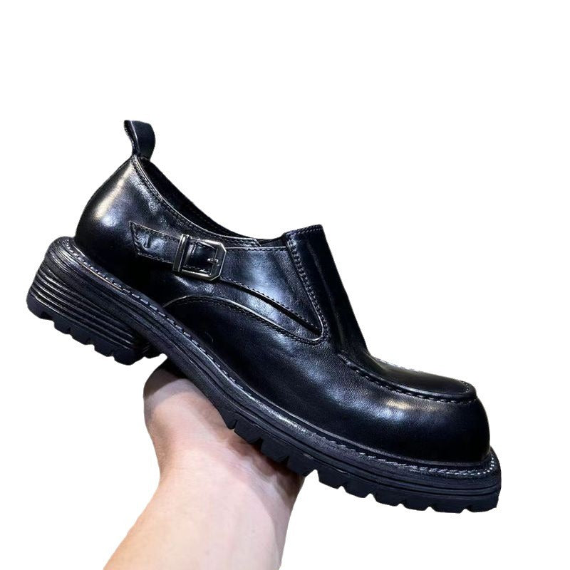 Men's Washed Derby British Thick Sole Increased Leather Shoes