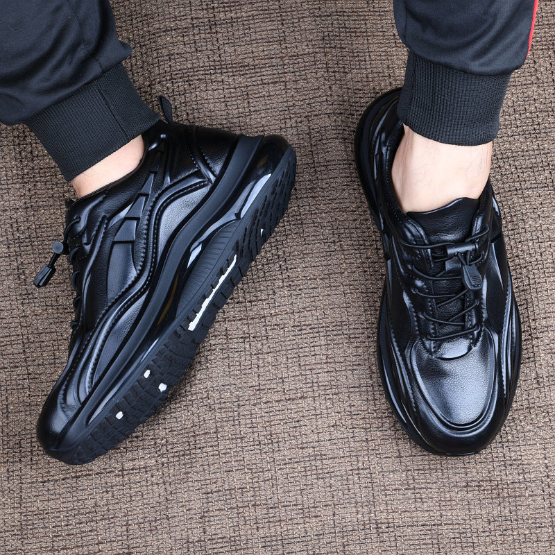 Men's Genuine Cattlehide Surface Fashion Trendy Running Platform Sneakers