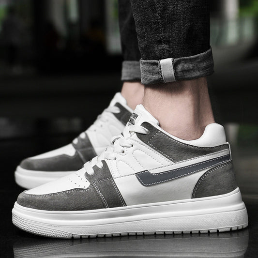 Increasing Insole Skateboard Spring White Cowhide Leather Shoes