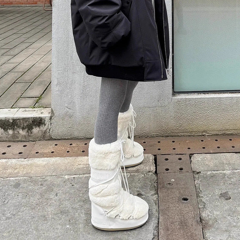 Women's Winter Thick Warm Sleeve Cotton Strap Snow Boots