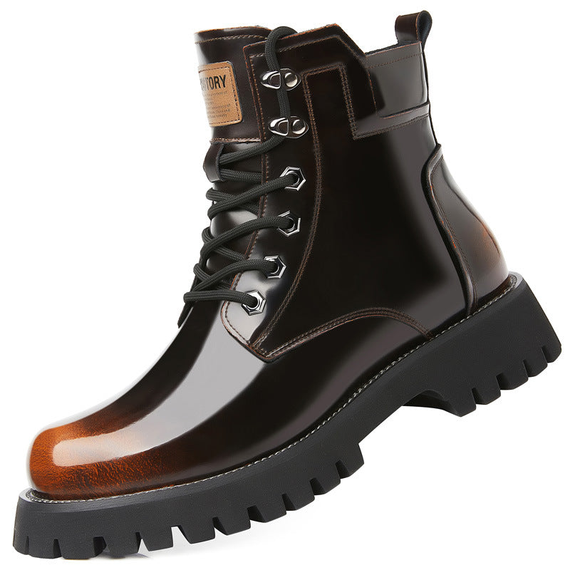Men's Martin Fashion Color Wool Warm Side Zipper Boots