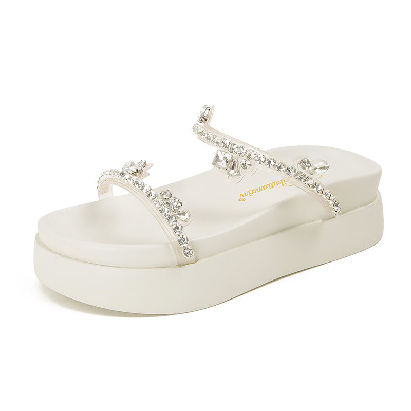 Women's Transparent Diamond Band Outer Wear Summer Slippers