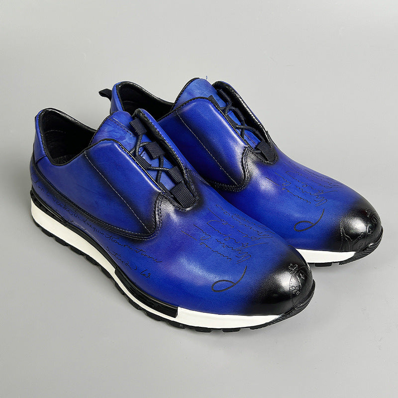 Men's Genuine Round Toe Fashion First Layer Leather Shoes