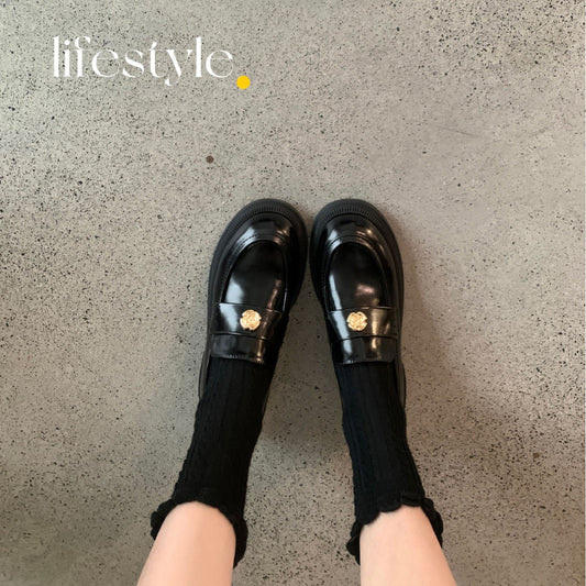 Women's Cowhide Version Genuine Platform Spring Gold Coin Loafers