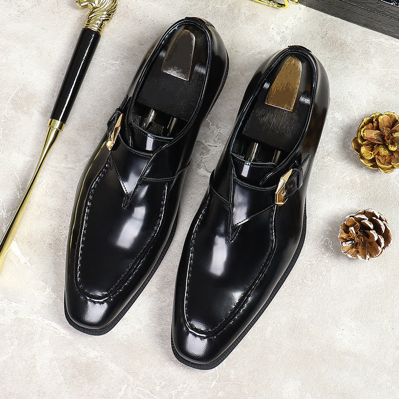 Men's Big Promotion Fashion Business Cowhide Patent Leather Shoes