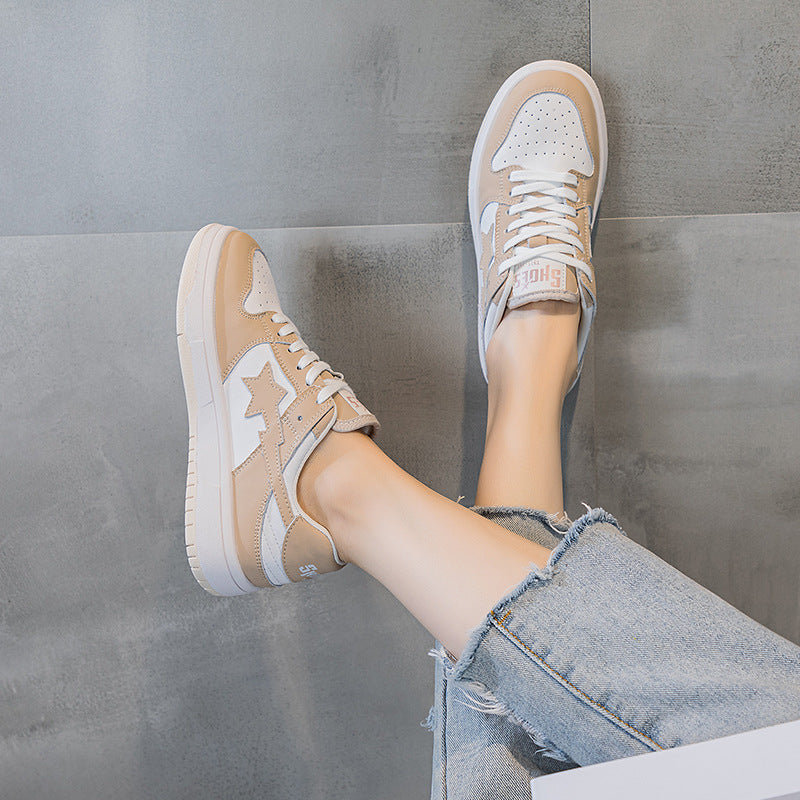 Women's Autumn White Flat Sports Board Plus Sneakers