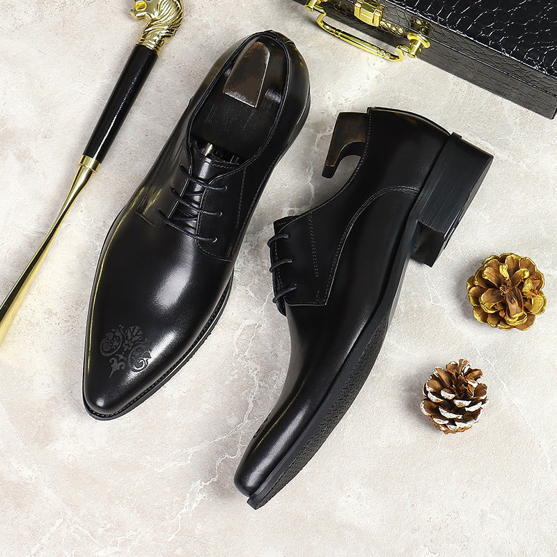 Men's Dress Business Retro Cowhide Green Wedding Leather Shoes
