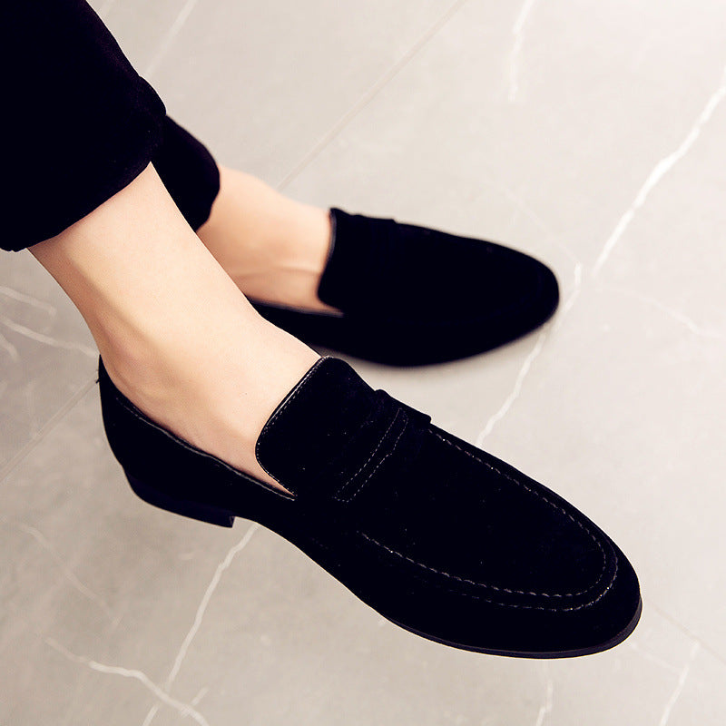 Men's Frosted Suede Club Hairdresser Height Increasing Insole Leather Shoes