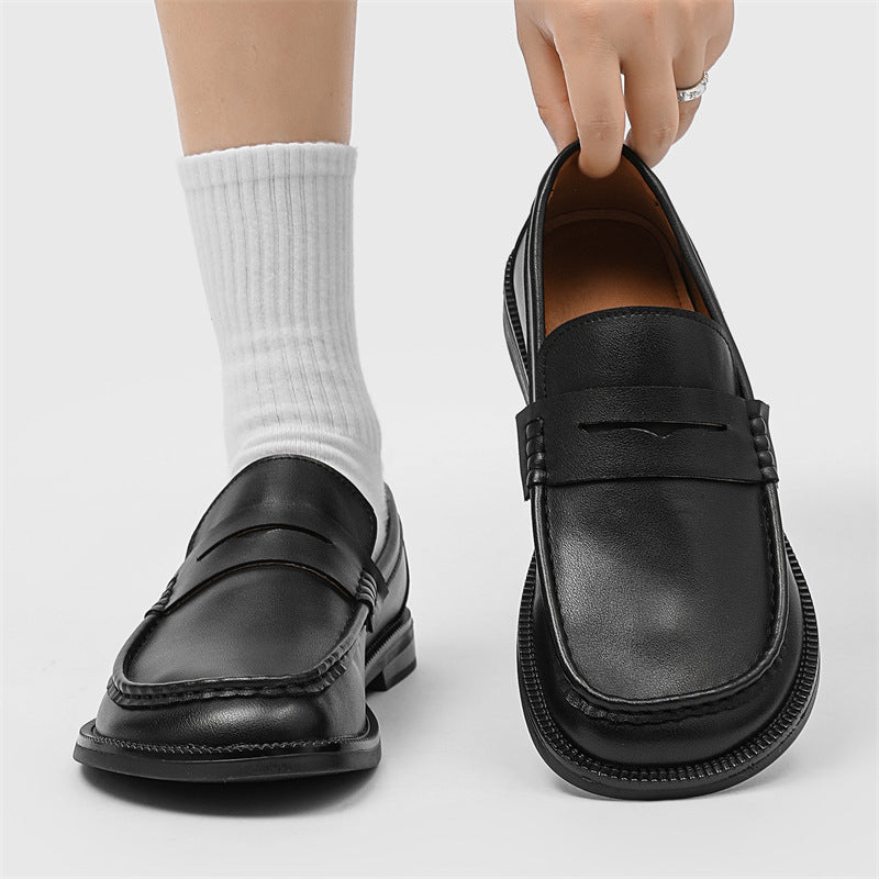 Retro Design High-grade Black Khaki Beige Leather Shoes