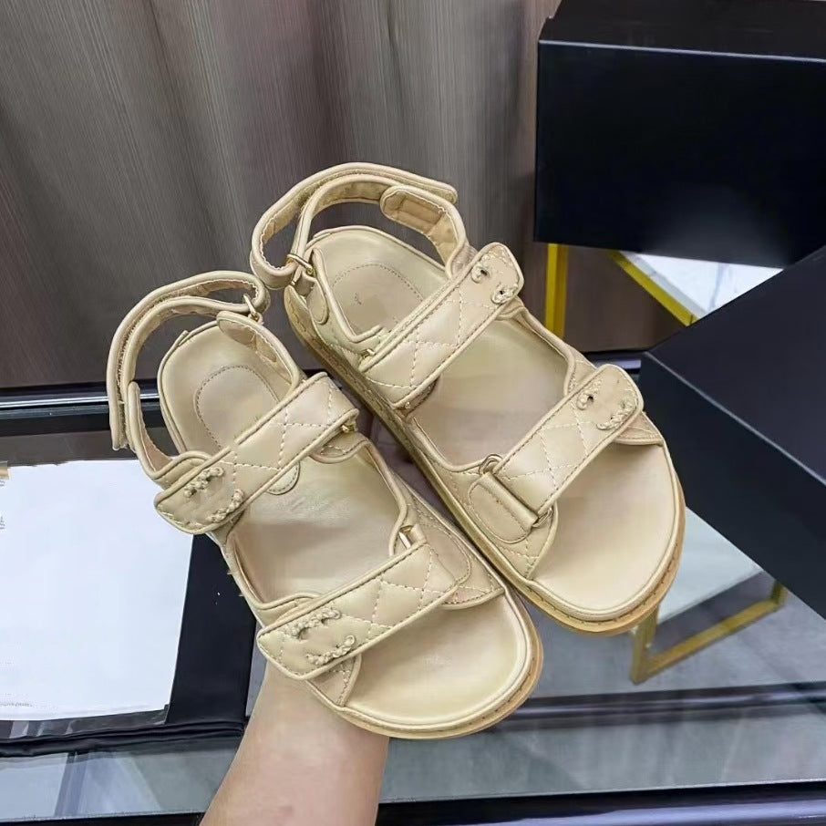 Women's Style Correct Logo Velcro Platform Retro Gel Beach Sandals