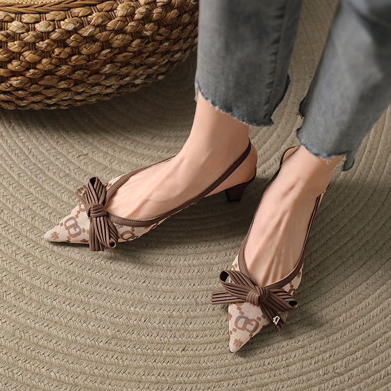 Women's Mesh Chunky Summer Fairy Bow Authentic Heels