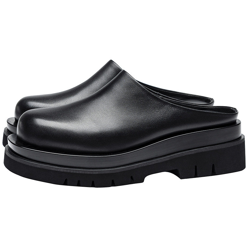 Men's Thick Bottom Toe Cap Half Genuine Sandals