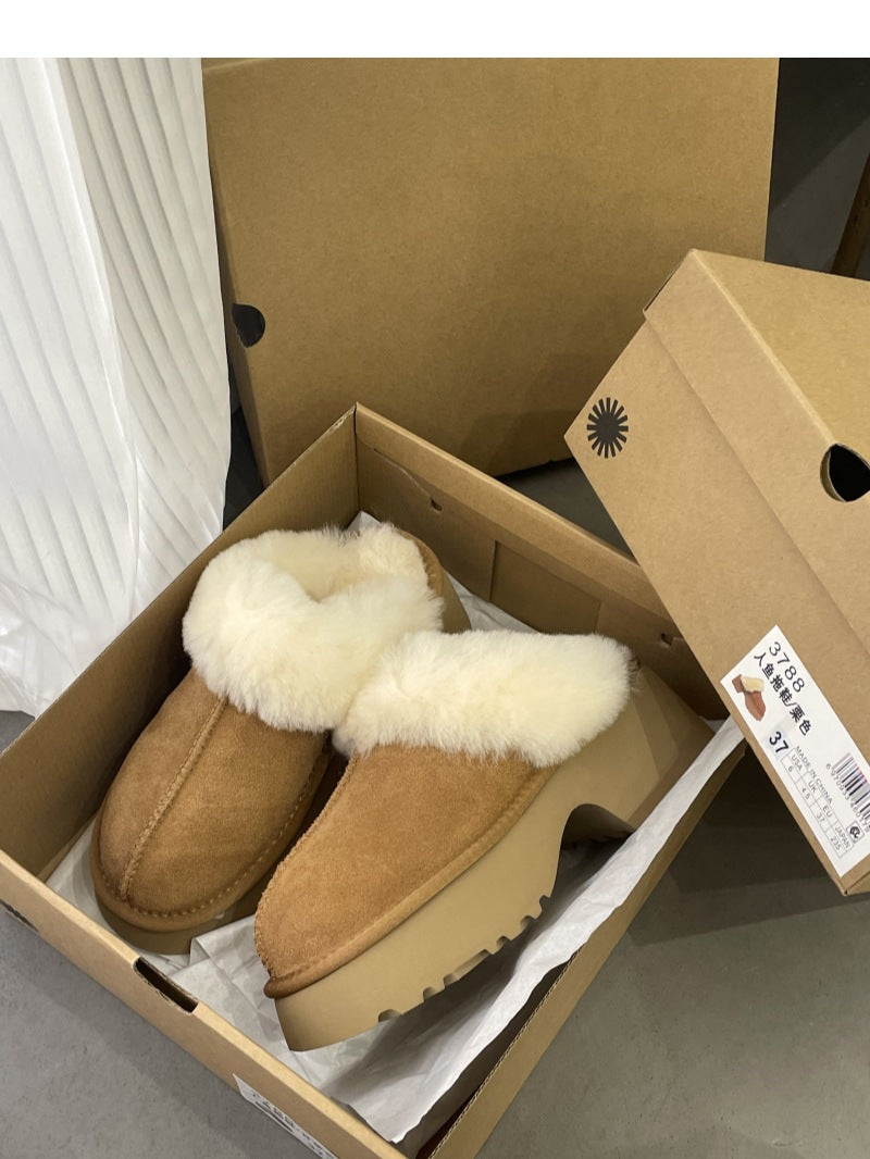 Women's Thick-soled Fur Integrated Warm Winter Fleece-lined Women's Shoes