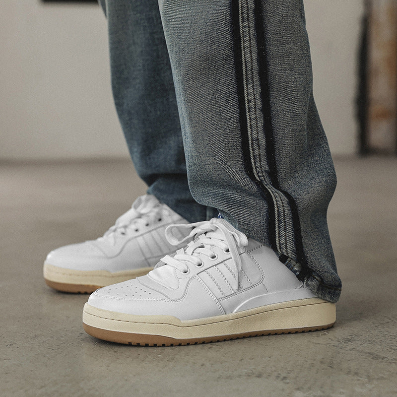Men's White Breathable Versatile Sports Style Low Sneakers