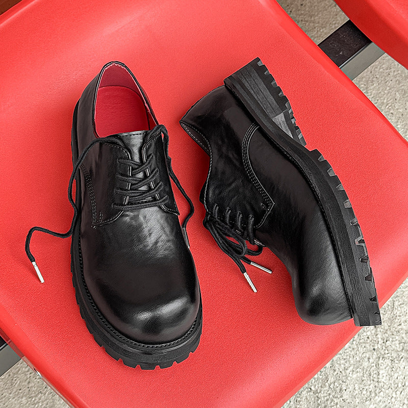 Men's Young High-grade Heightened Design Sense Niche British Leather Shoes