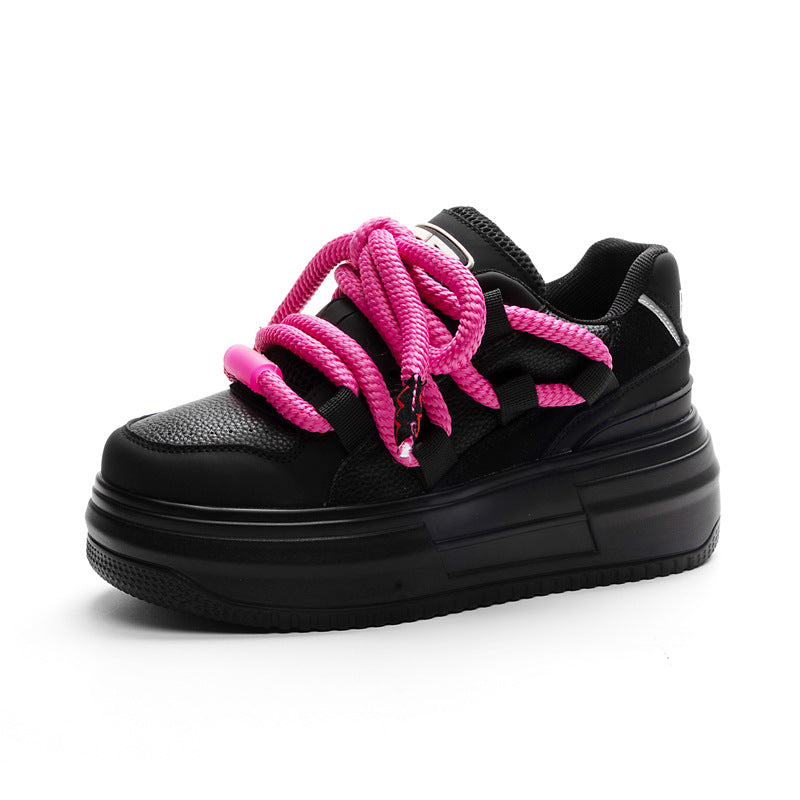 Women's Autumn Versatile White Genuine Elevator Thick Casual Shoes