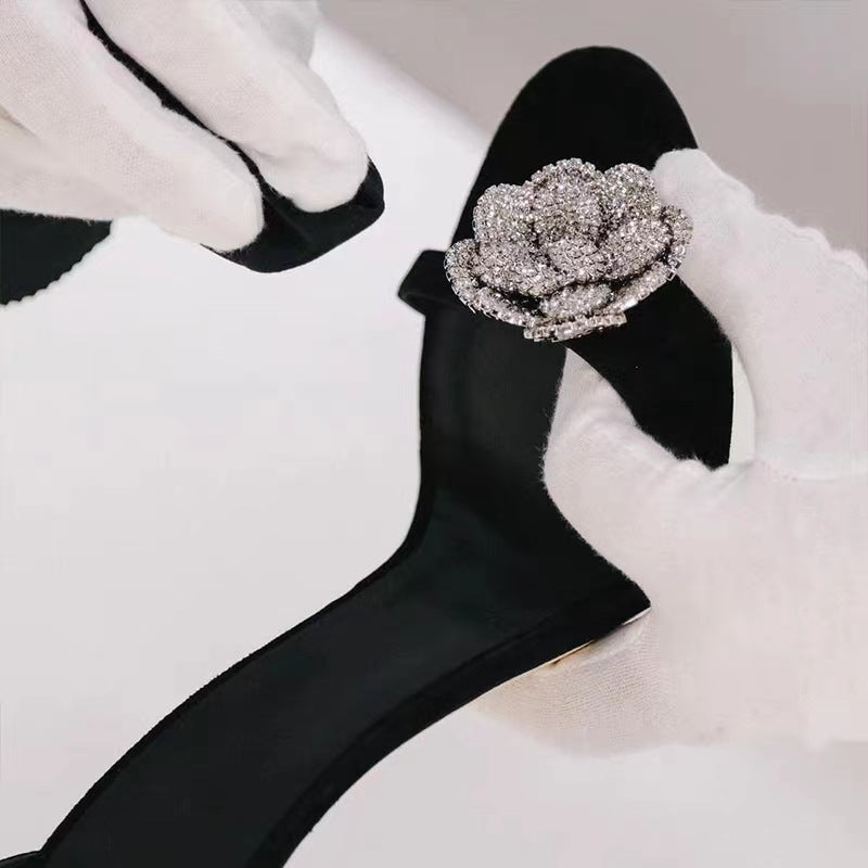 Women's Camellia High Rhinestone Stiletto Summer Rose Heels